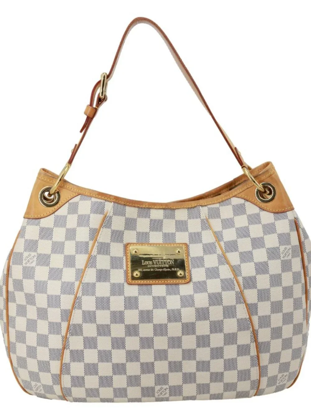 Louis Vuitton  Galliera PM Damier Azur Hobo Bag White